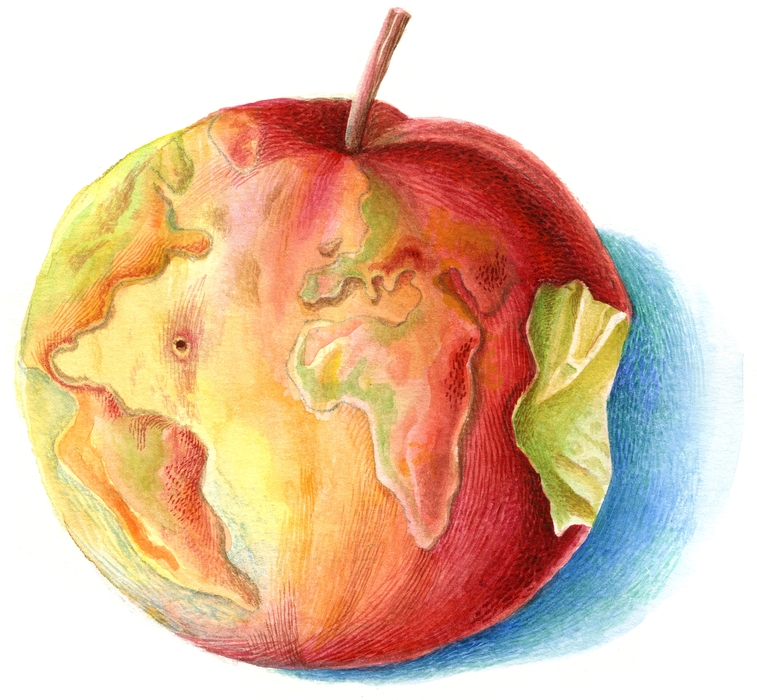 Mother Earth as an Apple with a Bite