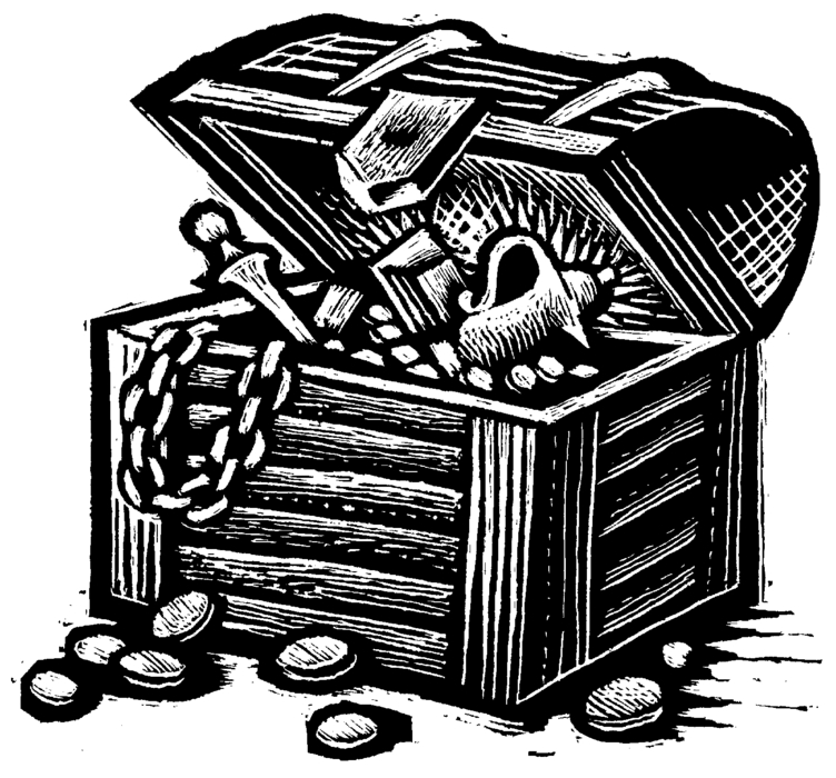Treasure Chest Laden with Gems and Gold