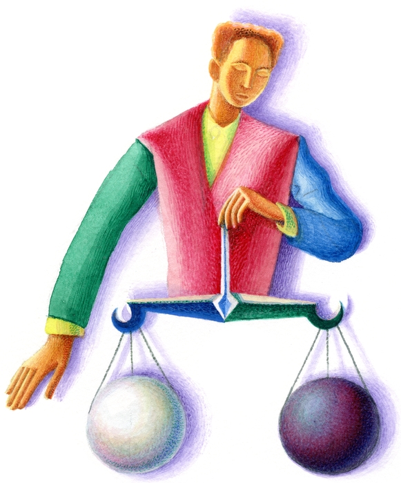 Boy With Scales Weighing Two Balls