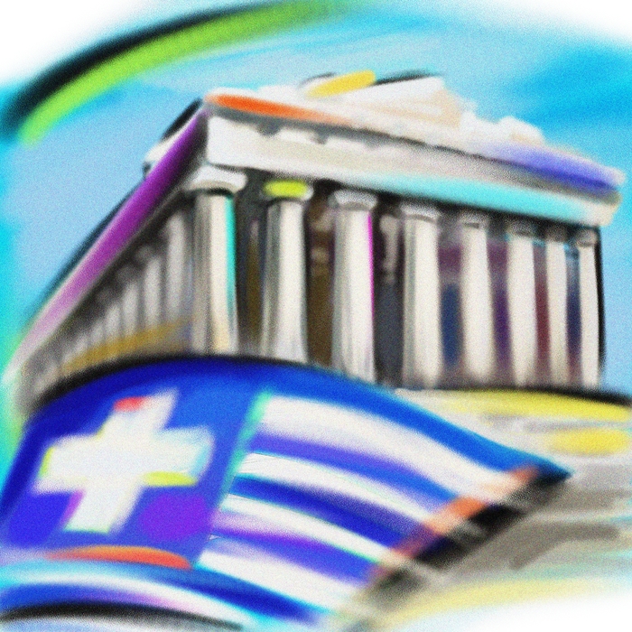 Greek Flag The Acropolis of Athens With Parthenon 