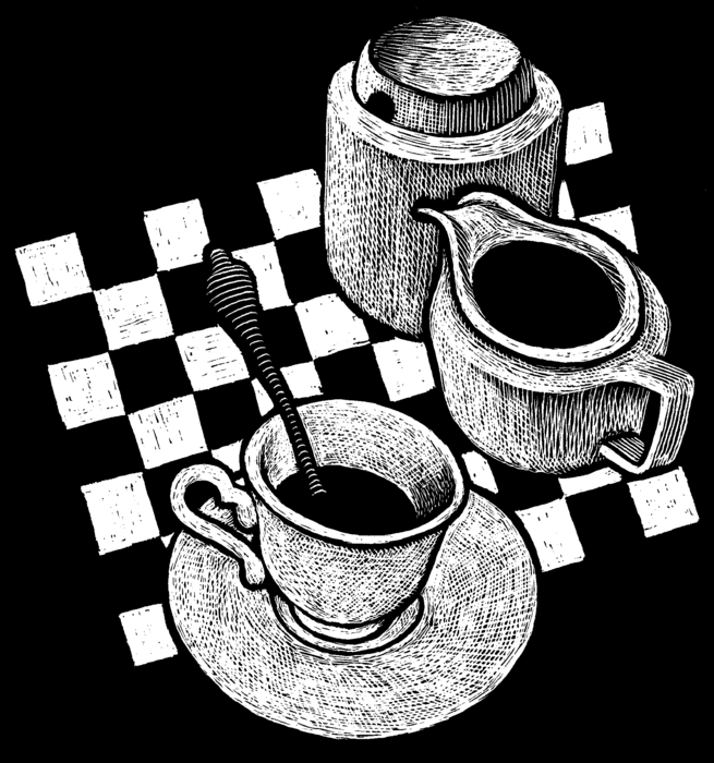 Morning Coffee on Checkerboard Mat