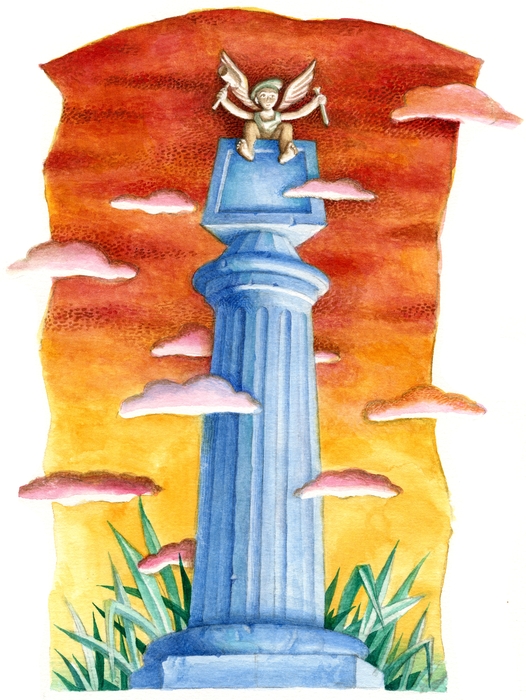 Child Angel Sitting Atop a Column