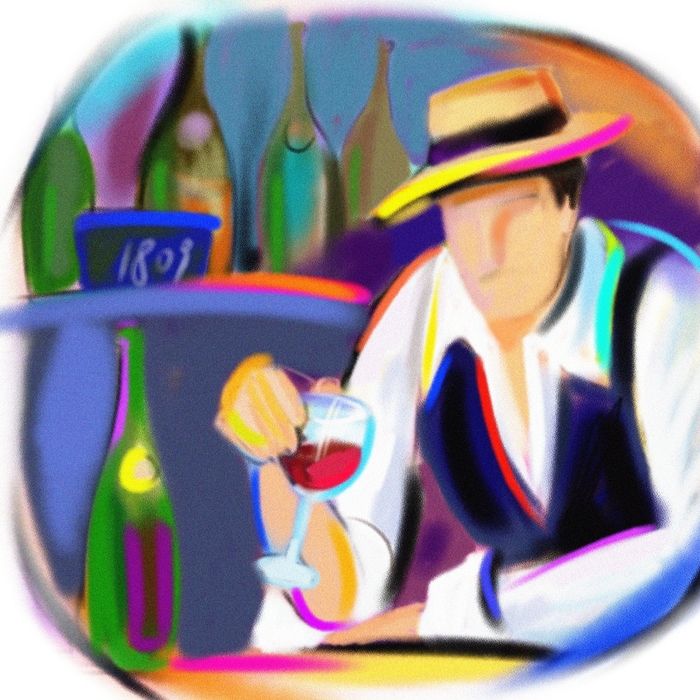 Man Having Wine With Dinner