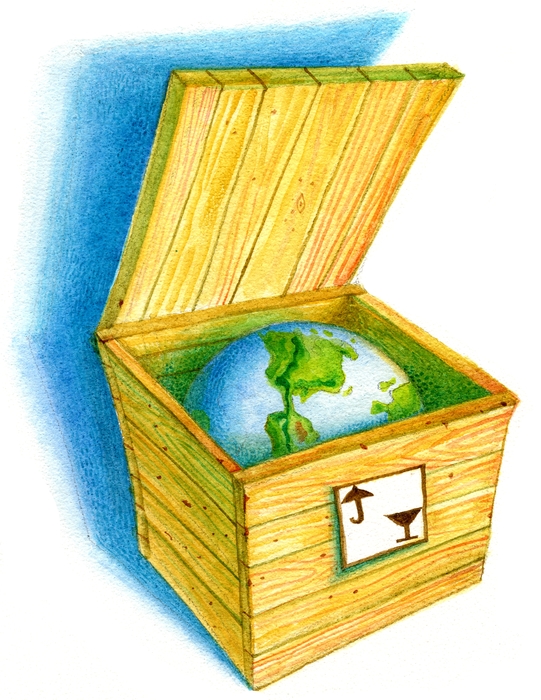Planet Earth Inside Fragile Shipping Case