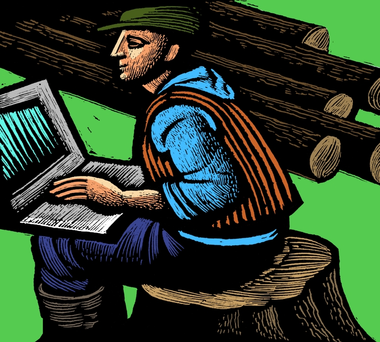 Forestry Worker With Notebook Computer