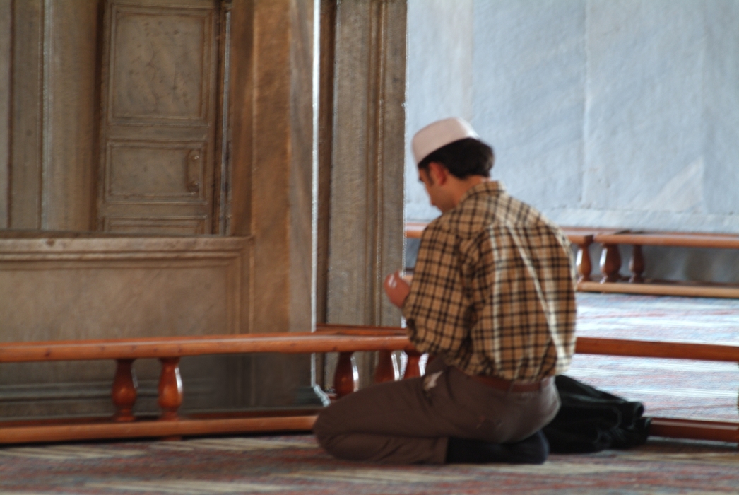 Man Praying in The Istanbul Mosque