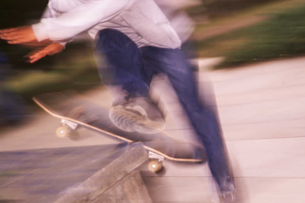 Skateboarder Aborts a Jump