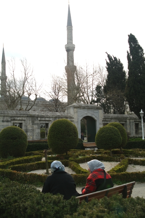 People in The Courtyard of The Istanbul Mosque