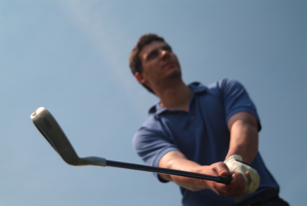 Golfer Lining Up Shot