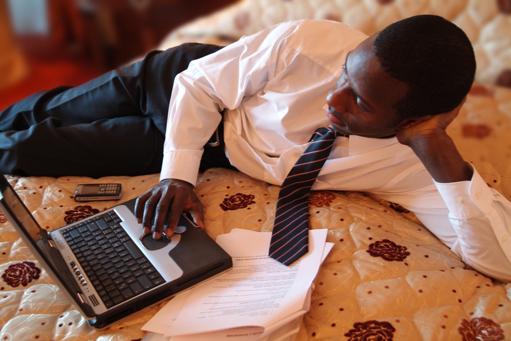 Businessman Working on Computer