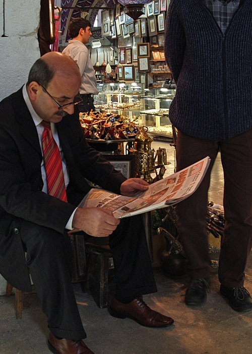 Turkish Man Reads Newspaper