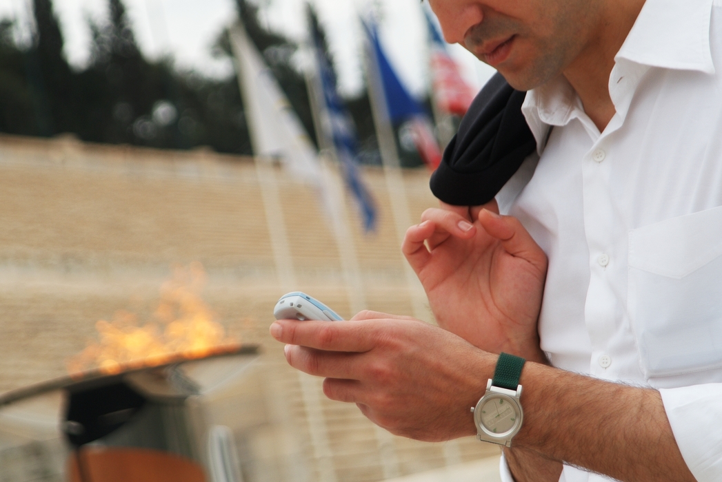 Making a Call at Olympic Flame