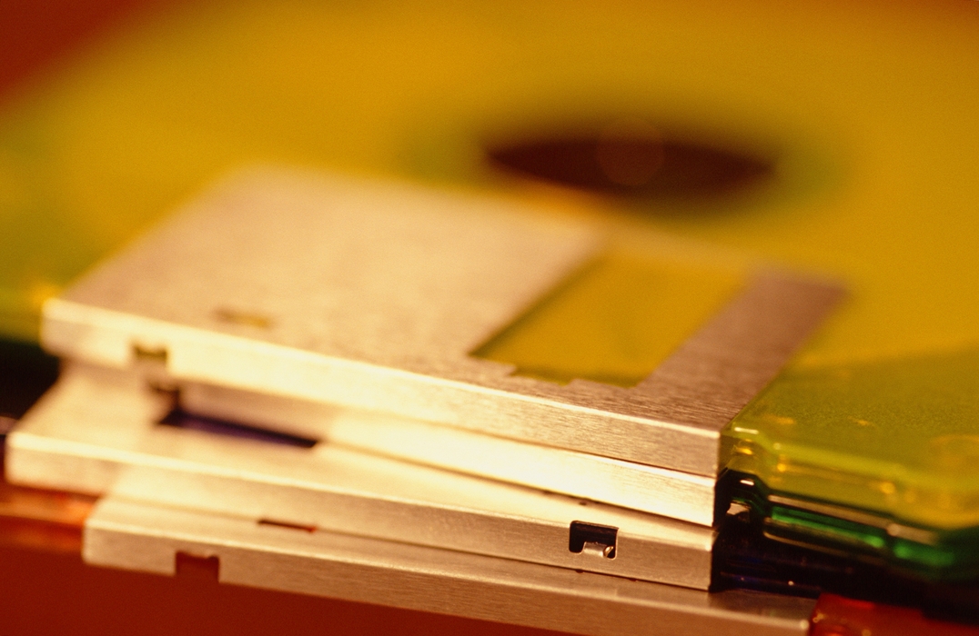 Ends of 3-4 Floppy Discs, Stacked