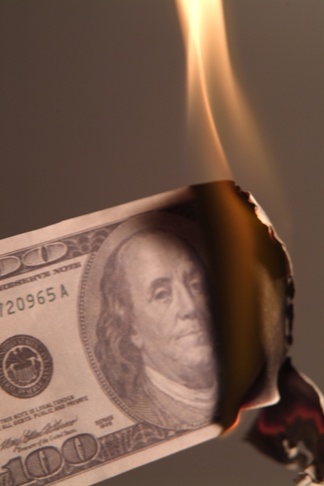 Burning 100 U.S. Dollar Money Bill