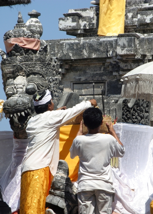 Hindu Offering at Ancient Hindu Temple, Bali, Indonesia