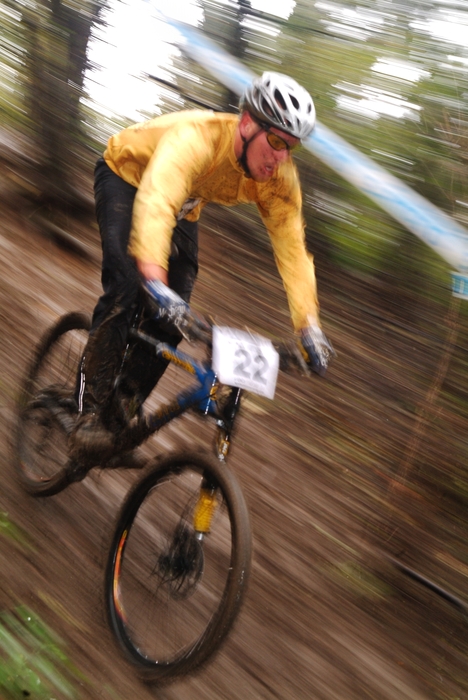 Mountain Biking Cyclist in a Race