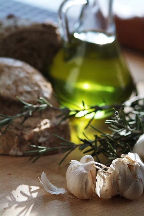 Garlic Cloves, Spices and Olive Oil