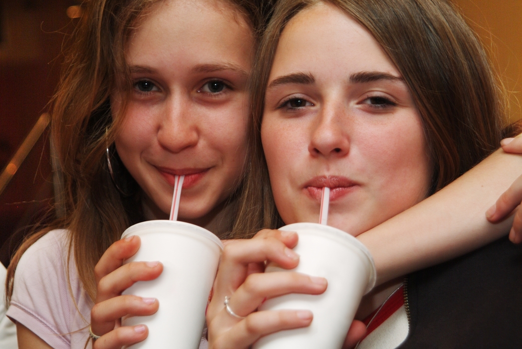 Girls Enjoying Cold Drinks