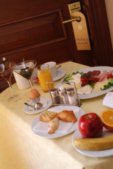 Breakfast Tray At Hotel Door