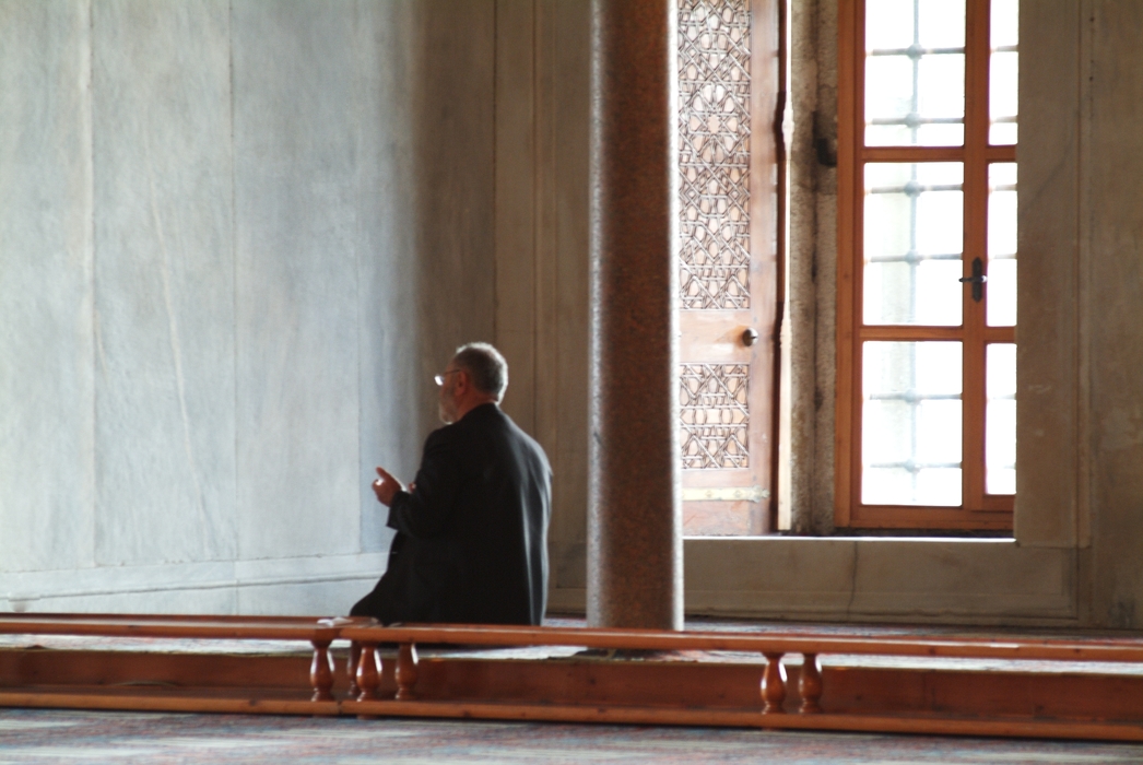 Man Praying in The Istanbul Mosque