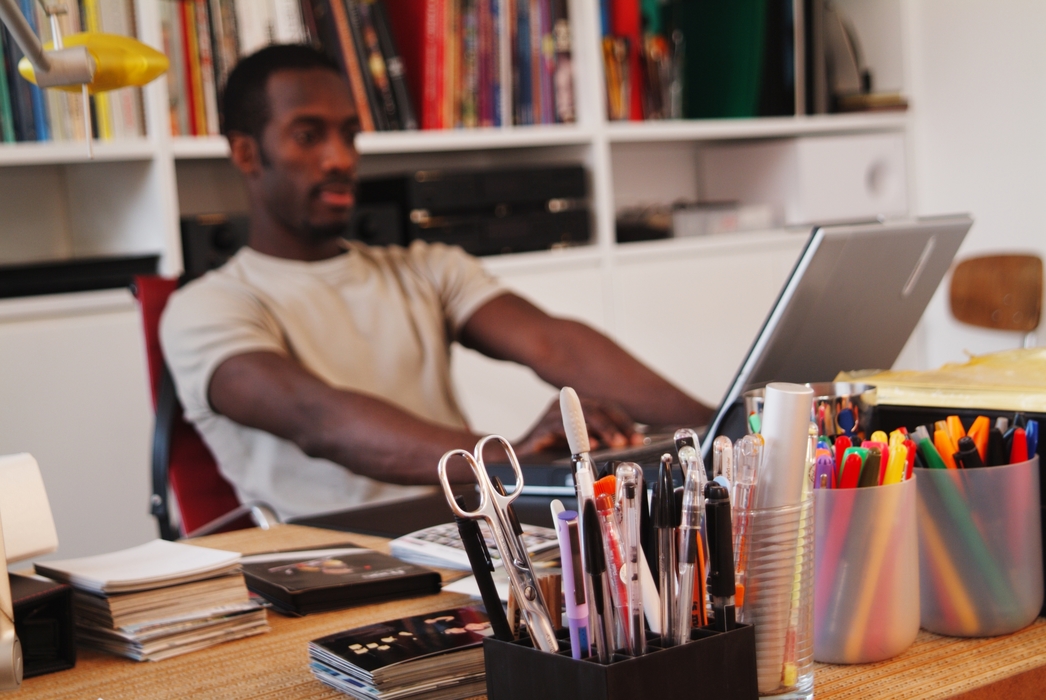 Man Working From Home Office