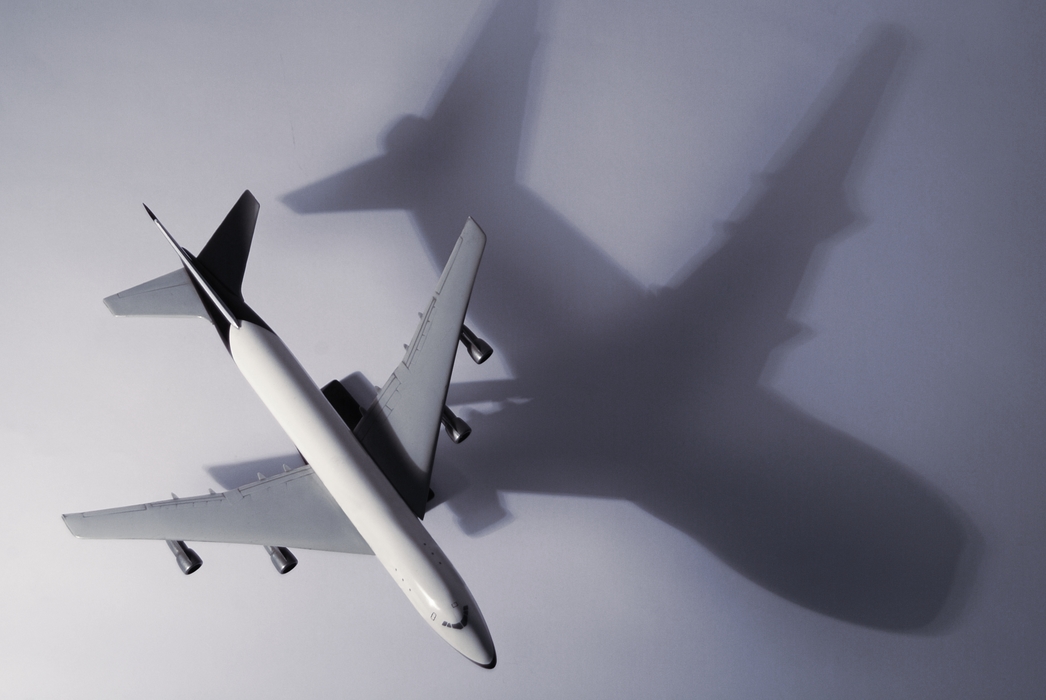 Jet Airplane with Dramatic Shadow