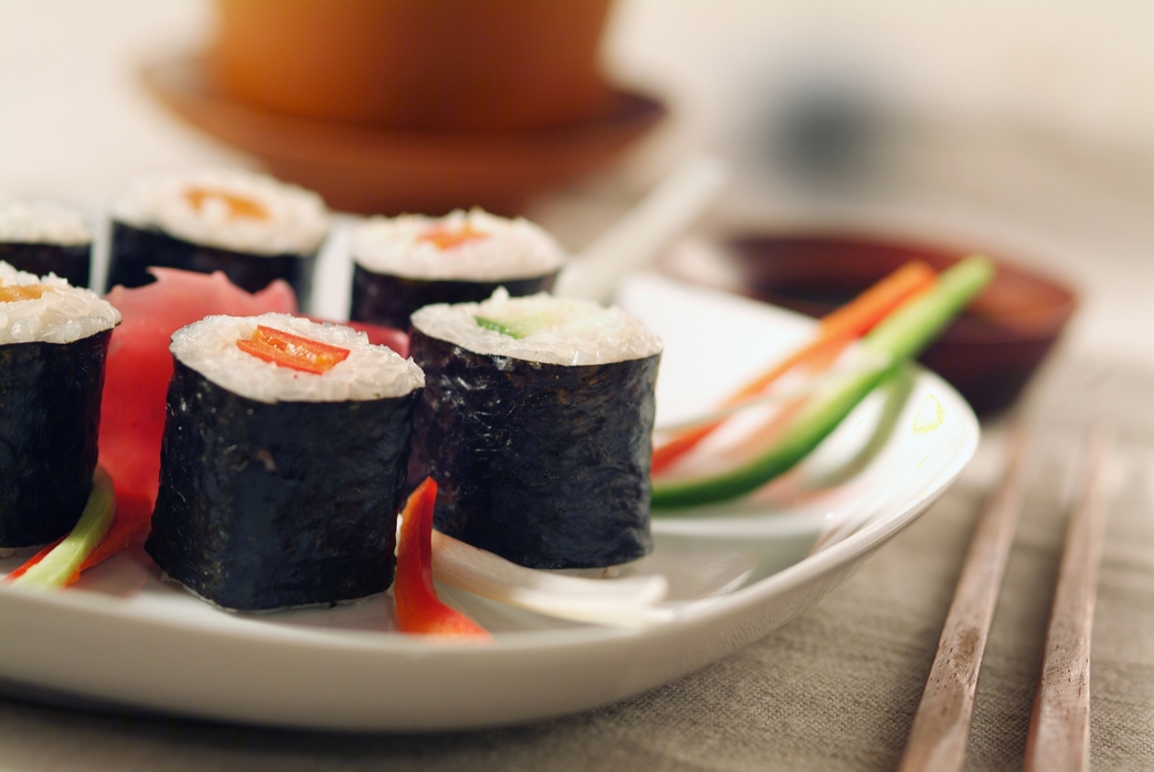 Red Pepper and Cucumber Sushi