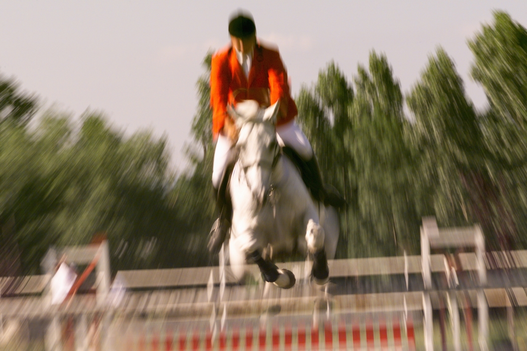 Equestrian - Horse Jumps a Fence