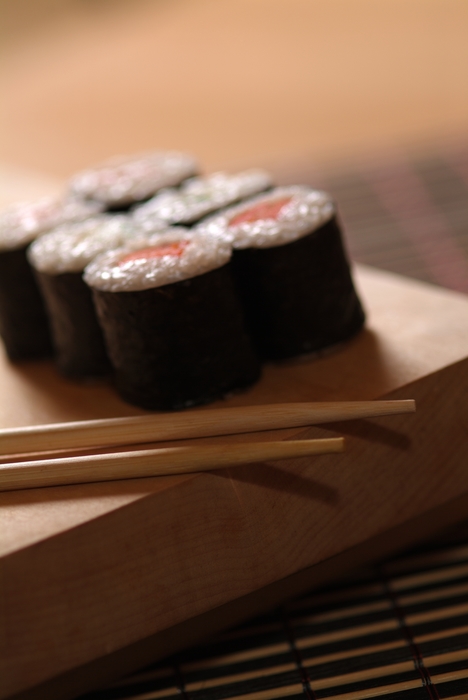 Salmon Sake Roll with Chopsticks
