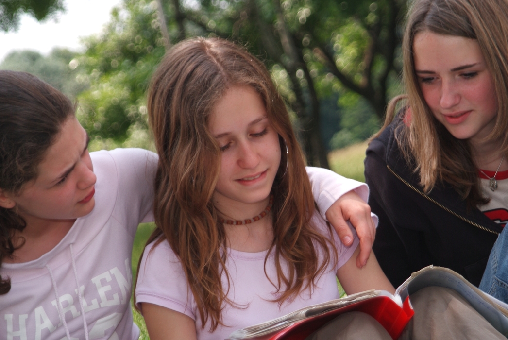 Girls Reading in the Park