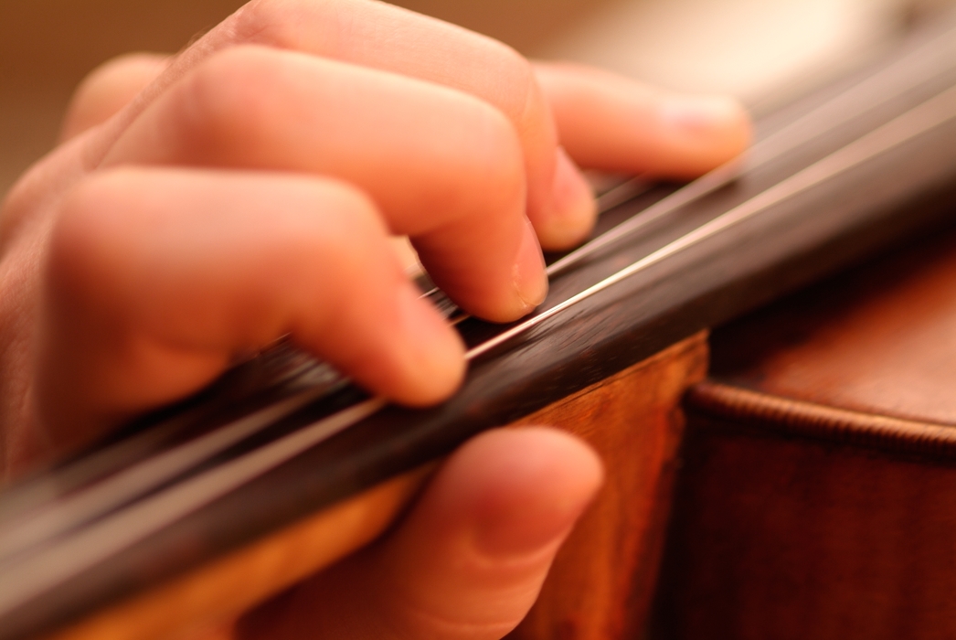 Concert Violinist in the Orchestra Finding the Notes