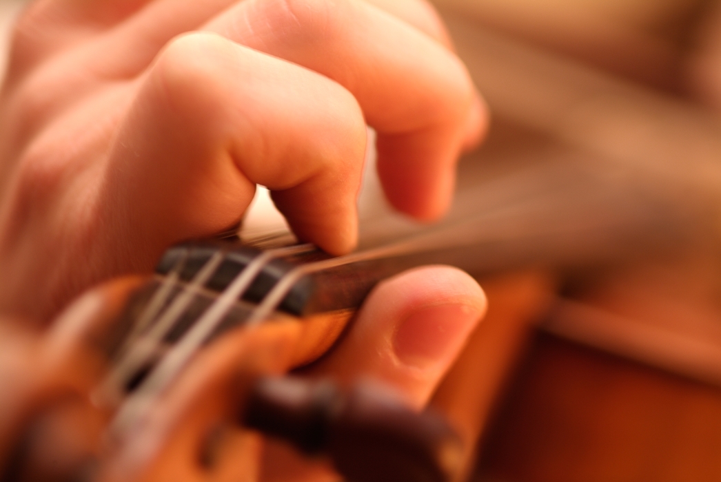 Symphony Orchestra Violinist Finger Close-Up