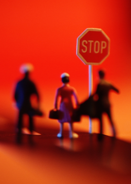 Toy People At Stop Sign