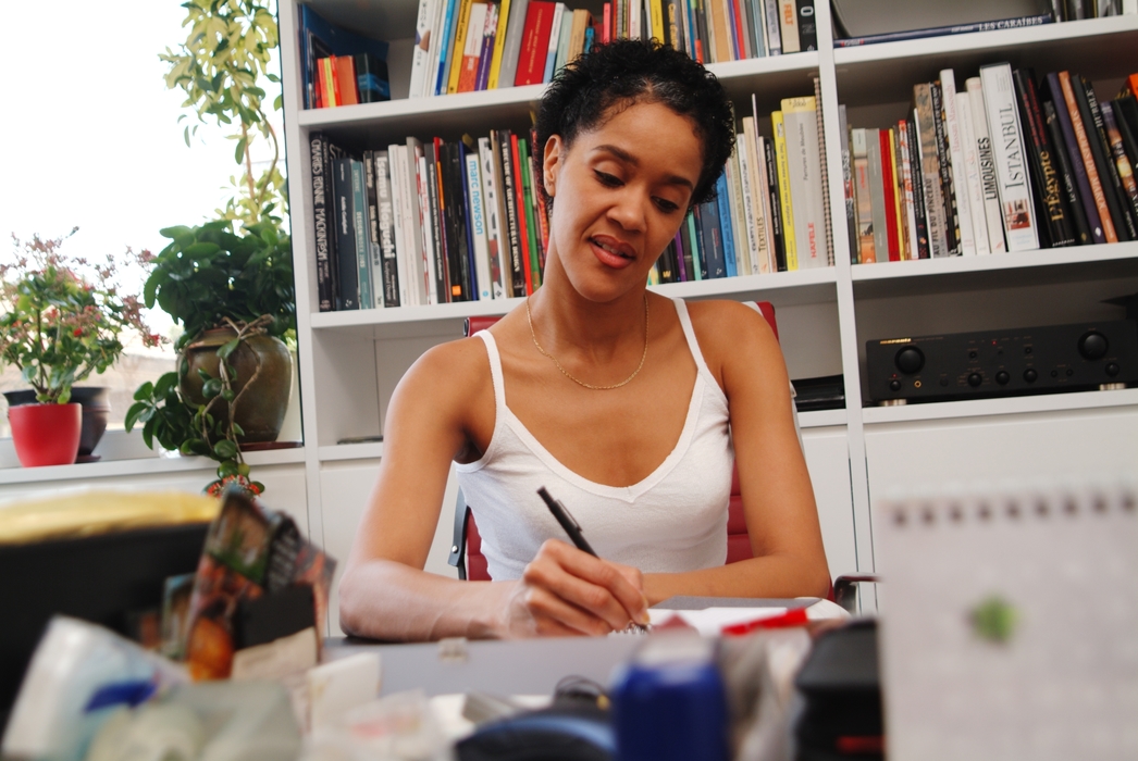 Woman Working in Her Home Office