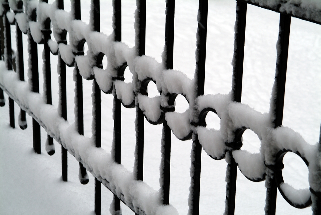 Winter Scene with Snow on Fence