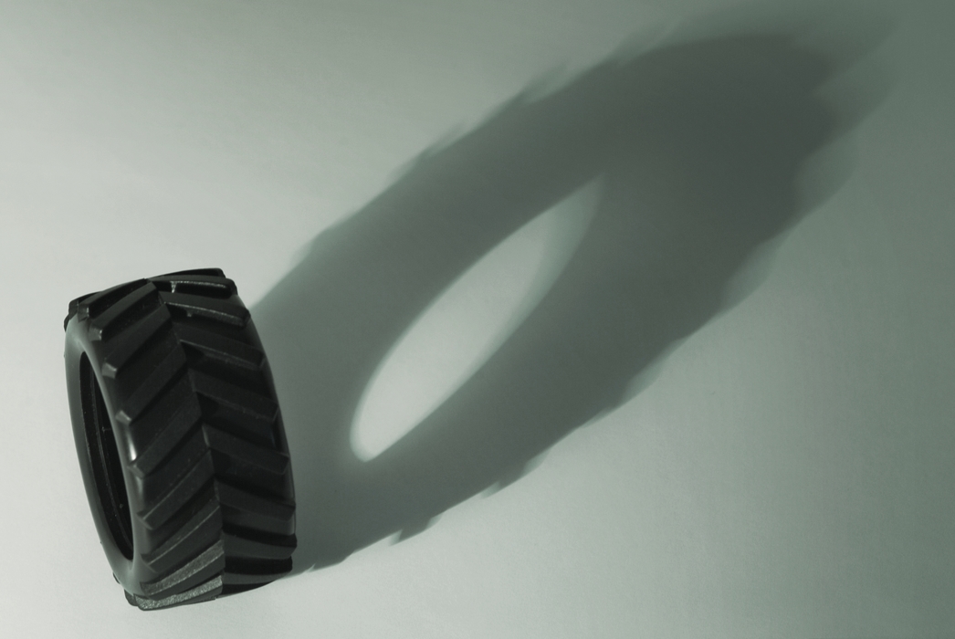 Truck Tire with Dramatic Shadow