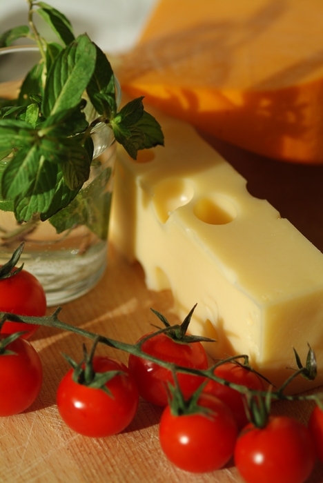Swiss Cheese, Tomatoes with Basil and Rosemary Spices
