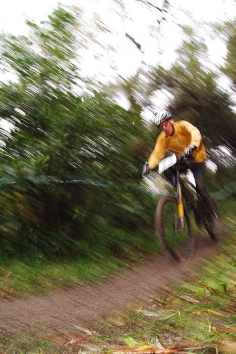 Competitive Cyclist in Mountain Bike Competition
