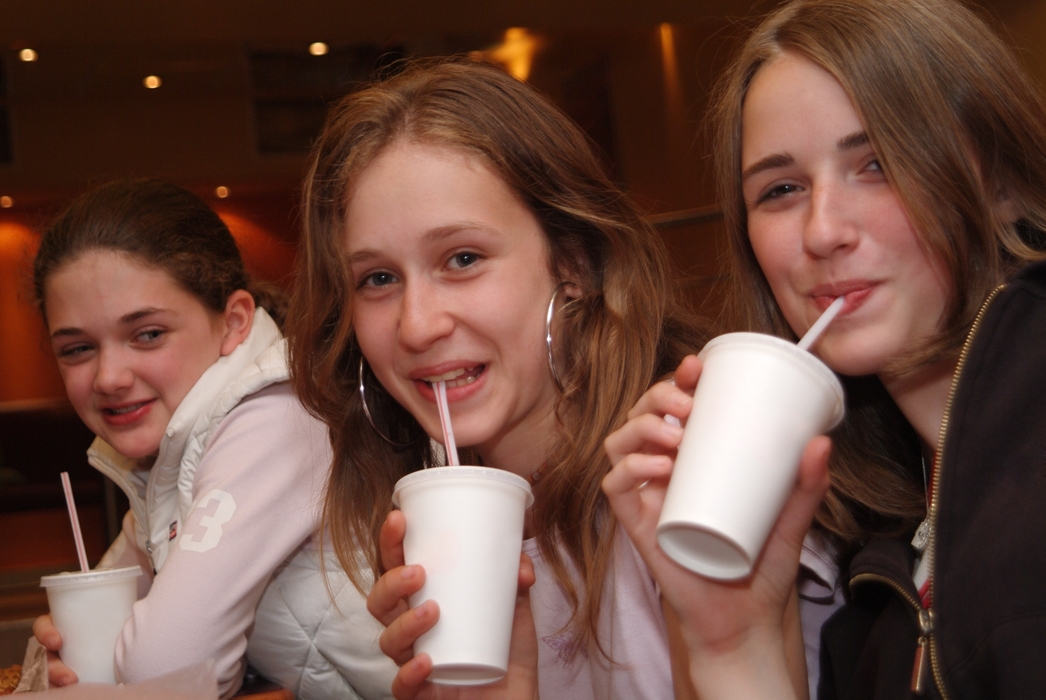 Girls Enjoying Cold Drinks