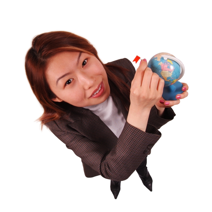 Businesswoman with World Globe