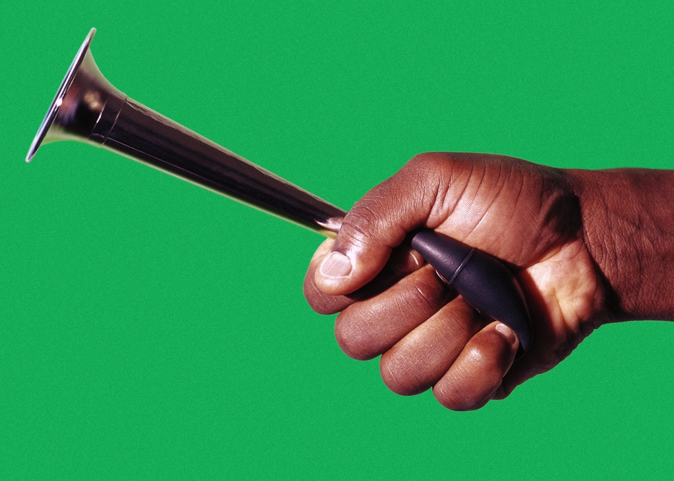 African-American Hand Squeezing a Horn