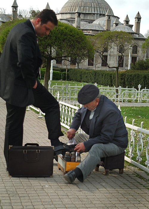 Getting a Shoeshine in Istanbul, Turkey