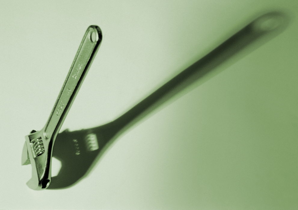 Adjustable Wrench with Dramatic Shadow