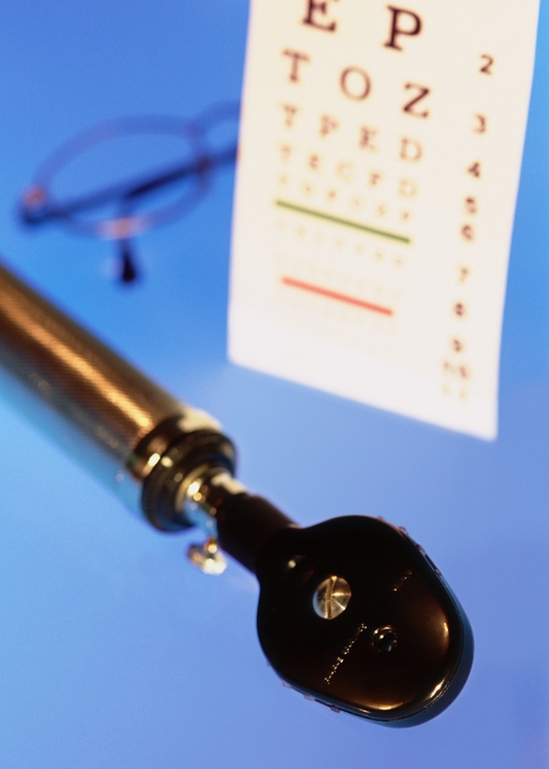 Ophthalmoscope and Eye Chart with Glasses