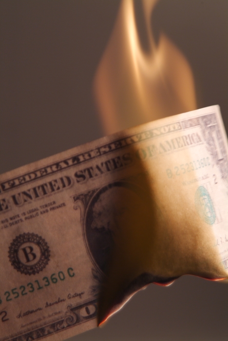 Burning 100 U.S. Dollar Money Bill