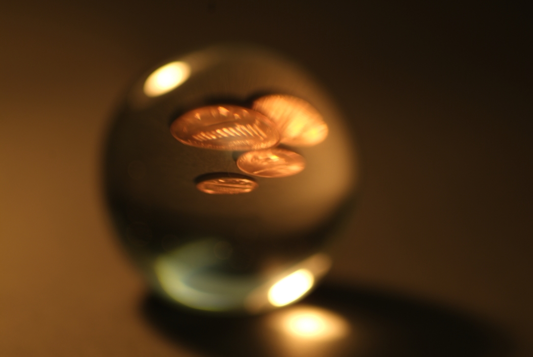 Crystal Ball with Coins Inside