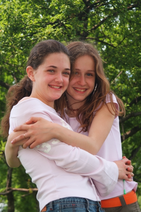 Girls Hugging in the Park