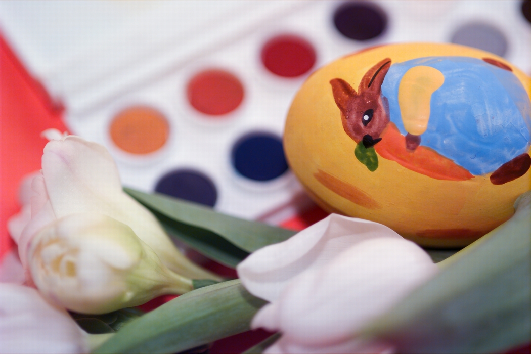 Painted Easter Egg with Tulips