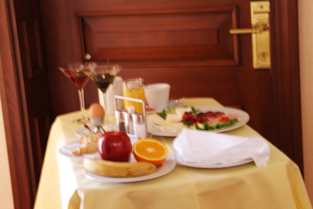 Breakfast Tray At Hotel Door