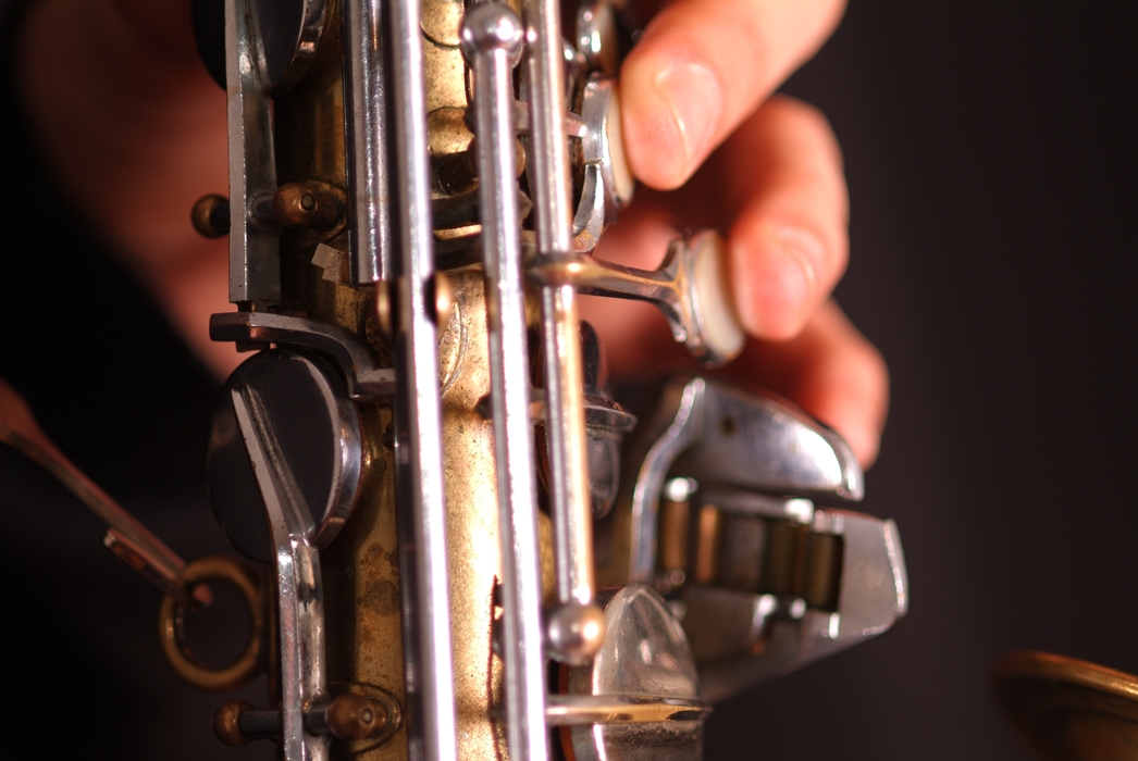 Orchestral Saxophonist Close-Up Fingers on Keys